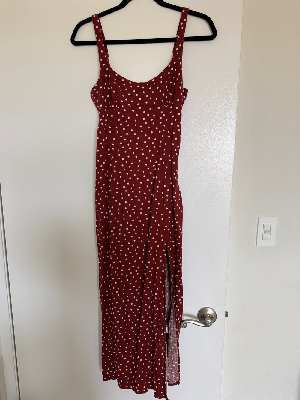 Zara Burgundy Terra-cotta  Polka Dot Midi Dress